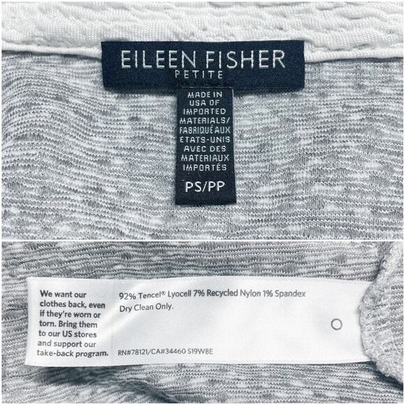 EILEEN FISHER Notch Collar Tencel Jacquard Textured Jacket Stone Grey Petite S - Picture 11 of 11